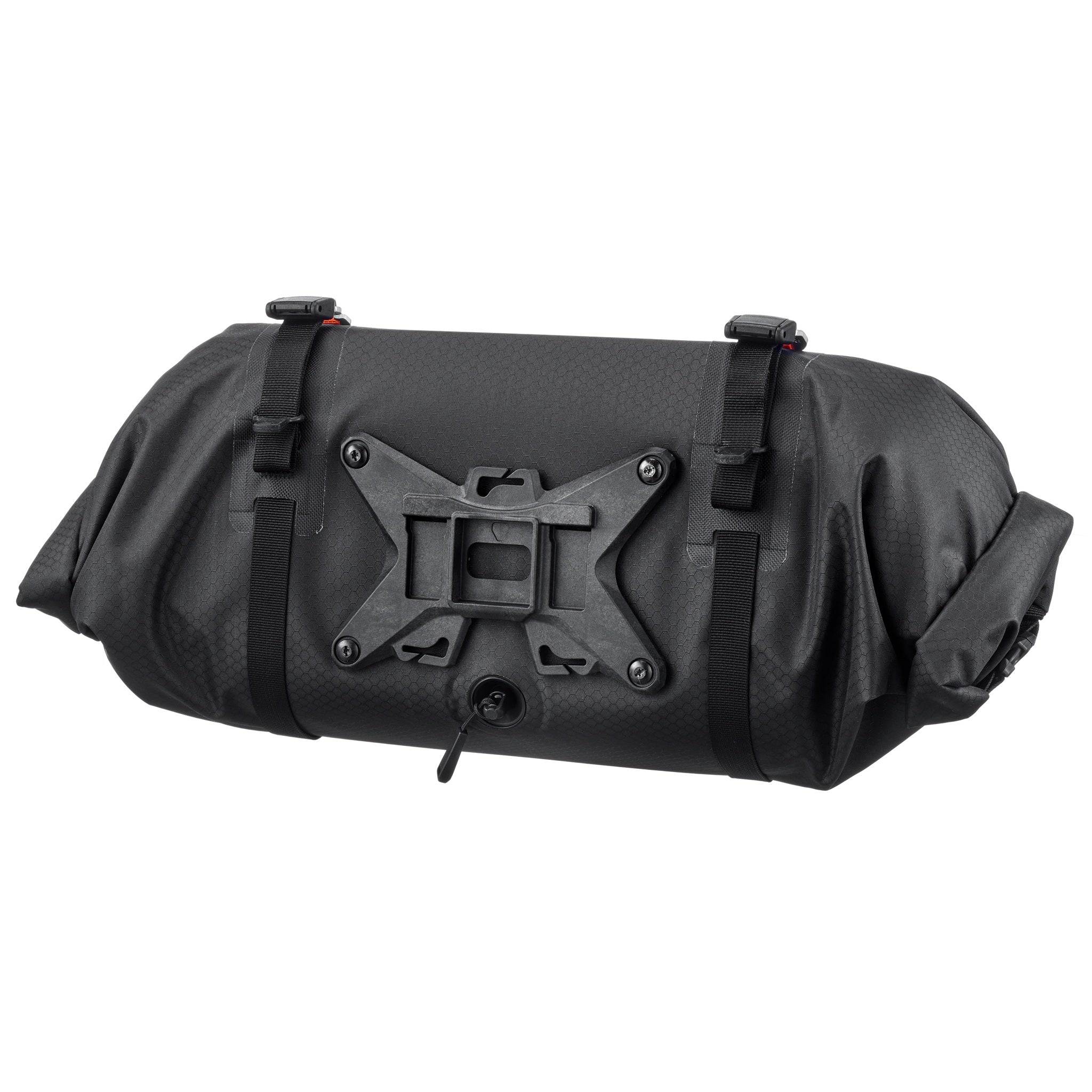 Achteraanzicht van ORTLIEB Handlebar-Pack Flex in black-matt met kunststof versteviging en houder