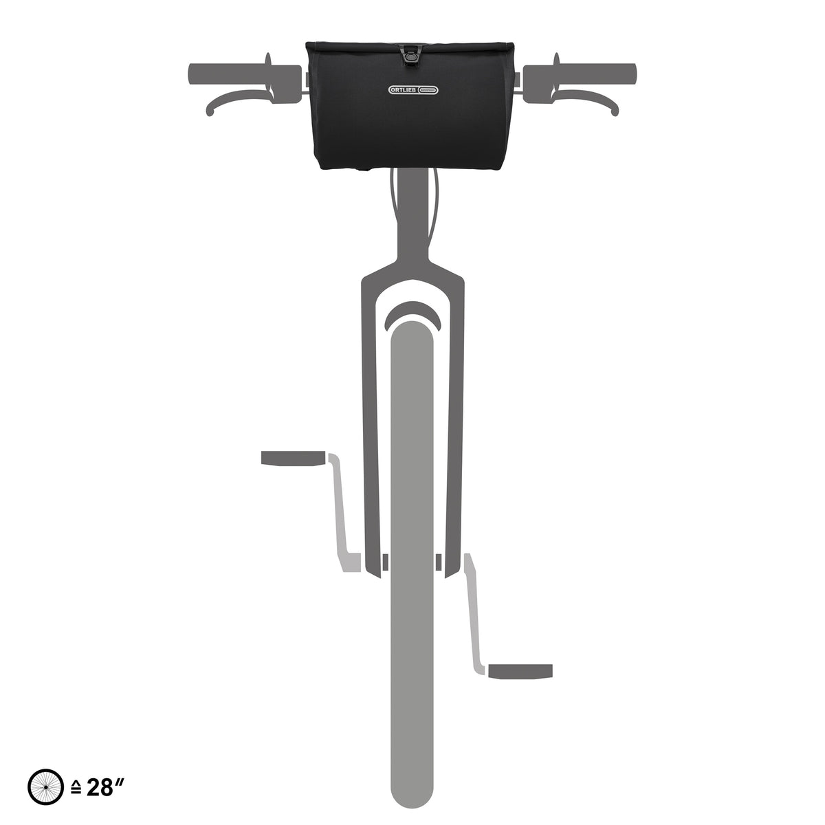 ORTLIEB Velo-Sling Flex in black gemonteerd aan fietsstuur met Bar-Lock-systeem