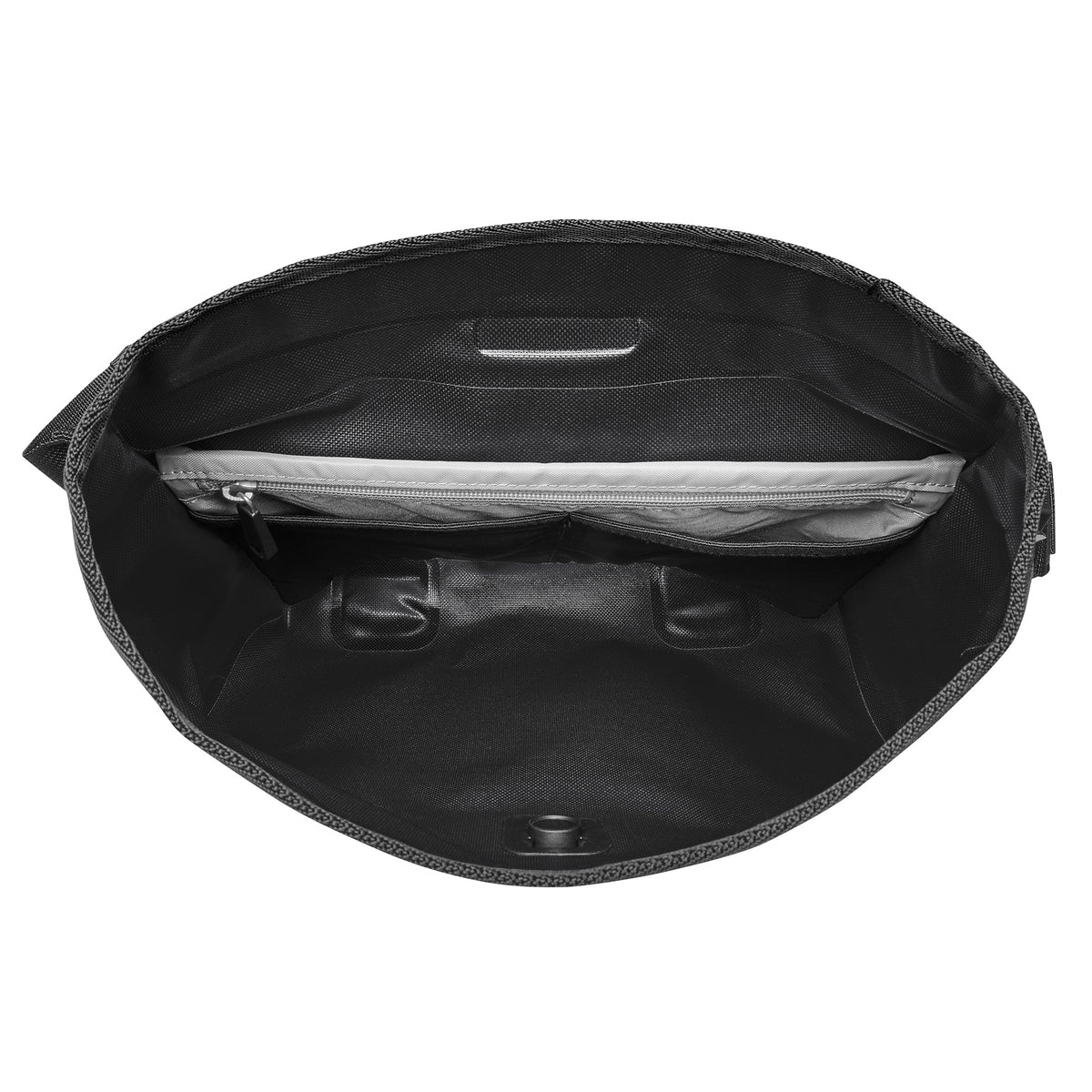 Binnenaanzicht van ORTLIEB Velo-Sling Flex in black met ritsvak