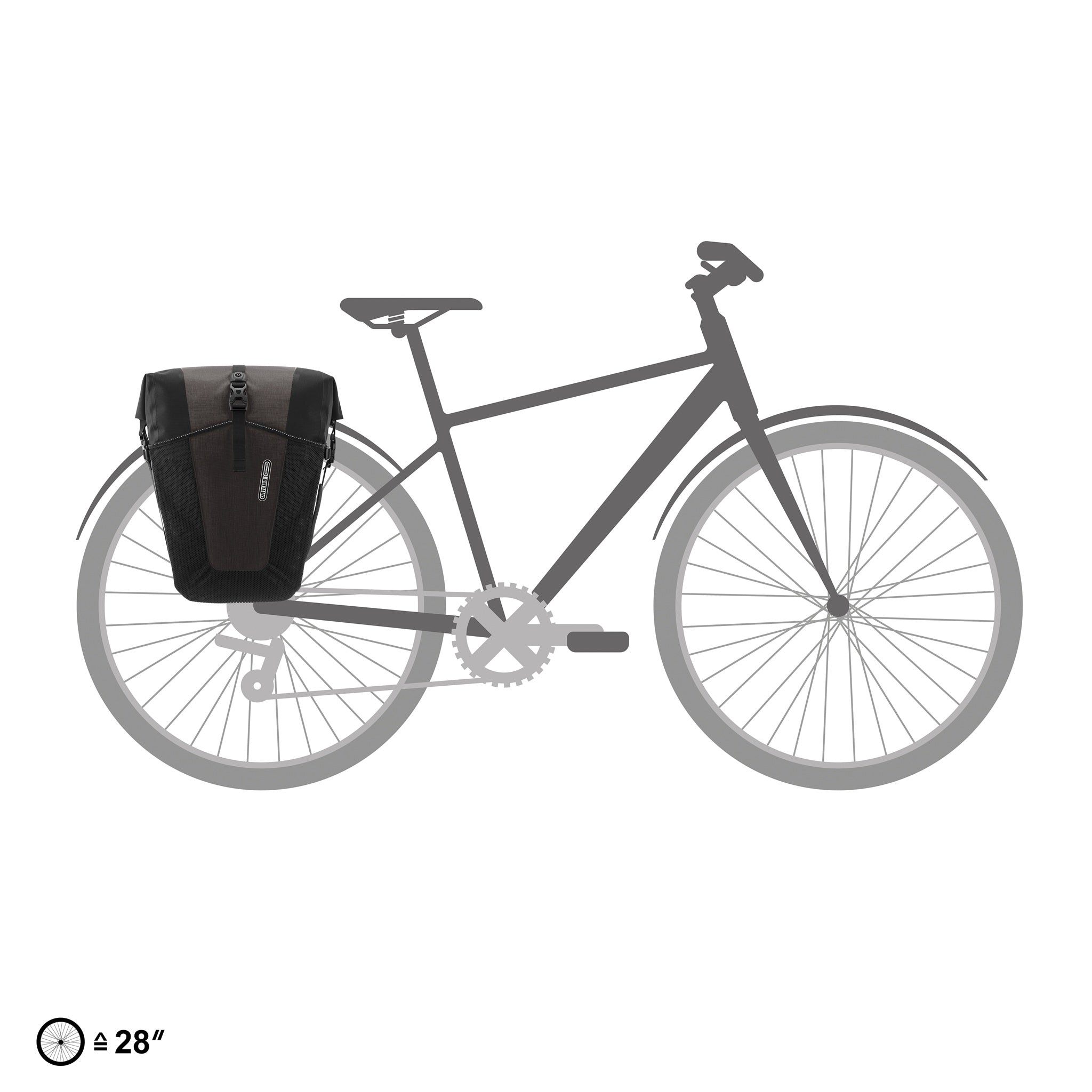 ORTLIEB Back-Roller XL Plus QL2.2 in granite - black gemonteerd op bagagedrager van toerfiets